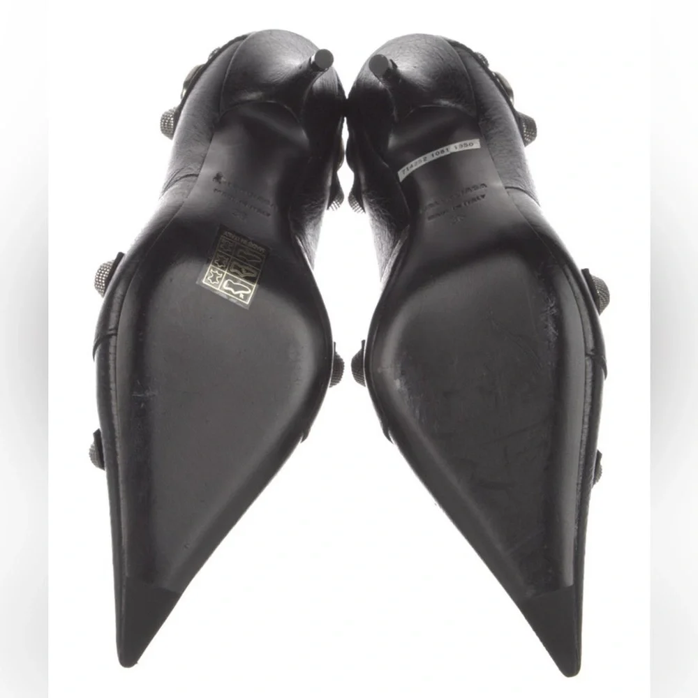 Balenciaga Cagole Leather Black Pumps with Buckle Straps - Picture 4 of 6